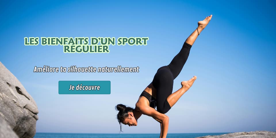 Illustration bien-être et fitness représentant les bienfaits d’une activité physique régulière sur la santé, la silhouette et l’énergie au quotidien.